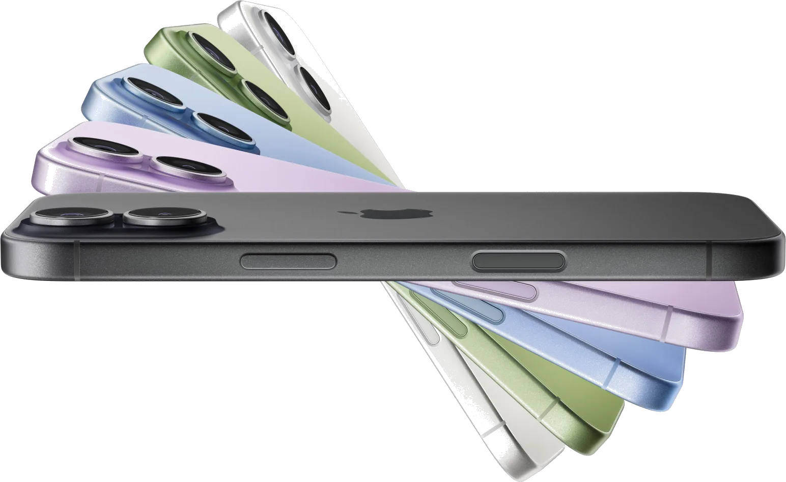 iPhone em composição lateral com várias cores